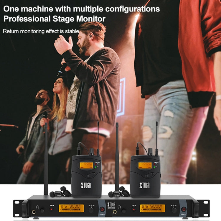 XTUGA IEM1200 Wireless Transmitter 2 Bodypack Stage Singer In-Ear Monitor System (UK Plug) - Microphone by XTUGA | Online Shopping UK | buy2fix