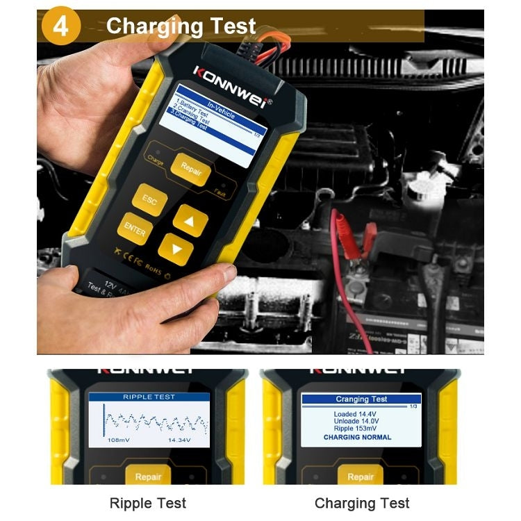KONNWEI KW510 3 in 1 Car Battery Tester / Charger / Repairer, Support 8 Languages (EU Plug) - Code Readers & Scan Tools by buy2fix | Online Shopping UK | buy2fix