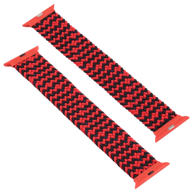 Plastic Buckle Mixed Color Nylon Braided Single Loop Watch Band For Apple Watch Ultra 49mm&Watch Ultra 2 49mm / Series 9&8&7 45mm / SE 3&SE 2&6&SE&5&4 44mm / 3&2&1 42mm, Size:M(Ripple Black Red) - Watch Bands by buy2fix | Online Shopping UK | buy2fix