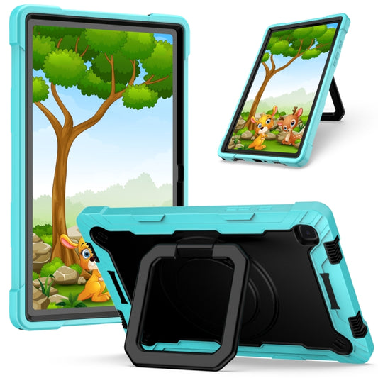 For Samsung Galaxy Tab A7 10.4 (2020) T500 / T505 Contrast Color Shockproof Robot Silicone + PC Case with Wristband Holder(Mint Green + Black) - Other Galaxy Tab PC by buy2fix | Online Shopping UK | buy2fix