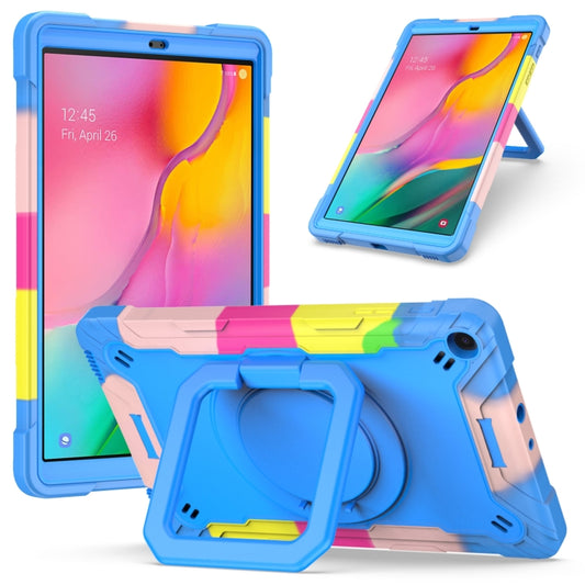 For Samsung Galaxy Tab A10.1 (2019) T510 Contrast Color Shockproof Robot Silicone + PC Case with Wristband Holder(Camouflage + Blue) - Tab A 10.1 (2019) T510 / T515 by buy2fix | Online Shopping UK | buy2fix