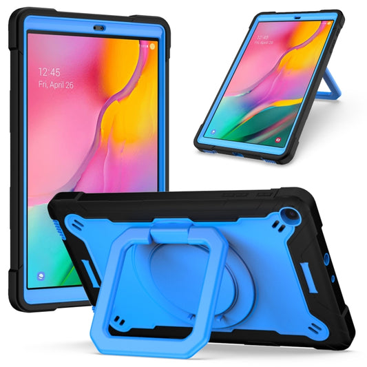 For Samsung Galaxy Tab A10.1 (2019) T510 Contrast Color Shockproof Robot Silicone + PC Case with Wristband Holder(Black + Blue) - Tab A 10.1 (2019) T510 / T515 by buy2fix | Online Shopping UK | buy2fix