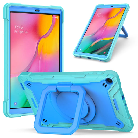 For Samsung Galaxy Tab A10.1 (2019) T510 Contrast Color Shockproof Robot Silicone + PC Case with Wristband Holder(Mint Green + Blue) - Tab A 10.1 (2019) T510 / T515 by buy2fix | Online Shopping UK | buy2fix