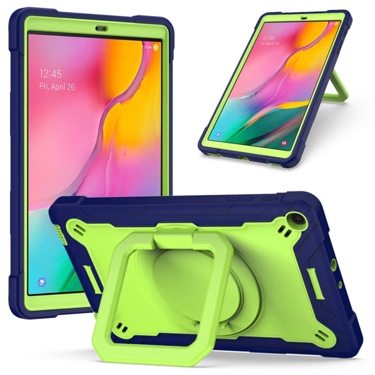 For Samsung Galaxy Tab A10.1 (2019) T510 Contrast Color Shockproof Robot Silicone + PC Case with Wristband Holder(Navy Blue + Yellow-green) - Tab A 10.1 (2019) T510 / T515 by buy2fix | Online Shopping UK | buy2fix