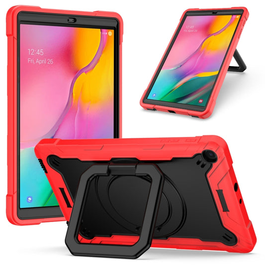 For Samsung Galaxy Tab A10.1 (2019) T510 Contrast Color Shockproof Robot Silicone + PC Case with Wristband Holder(Red + Black) - Tab A 10.1 (2019) T510 / T515 by buy2fix | Online Shopping UK | buy2fix