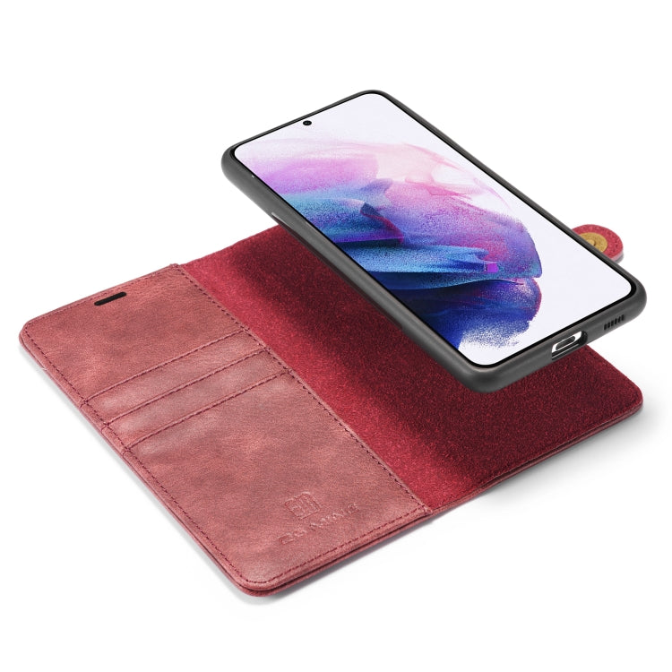 For Samsung Galaxy S21 5G DG.MING Crazy Horse Texture Flip Detachable Magnetic Leather Case with Holder & Card Slots & Wallet(Red) - Galaxy S21 5G Cases by DG.MING | Online Shopping UK | buy2fix