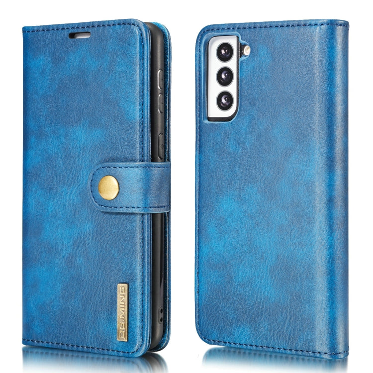 For Samsung Galaxy S21 5G DG.MING Crazy Horse Texture Flip Detachable Magnetic Leather Case with Holder & Card Slots & Wallet(Blue) - Galaxy S21 5G Cases by DG.MING | Online Shopping UK | buy2fix