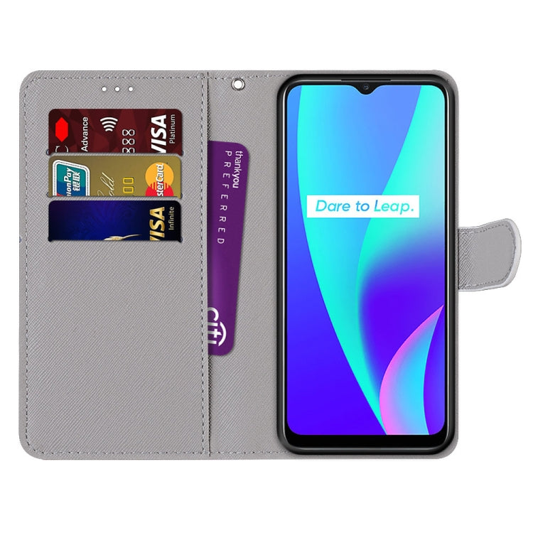 For OPPO Realme C15 / C12 / C25 / 7i (Global) / Narzo 20 / 30A Coloured Drawing Cross Texture Horizontal Flip PU Leather Case with Holder & Card Slots & Wallet & Lanyard(Slant Hat Blue Mirror Cat) - Realme Cases by buy2fix | Online Shopping UK | buy2fix