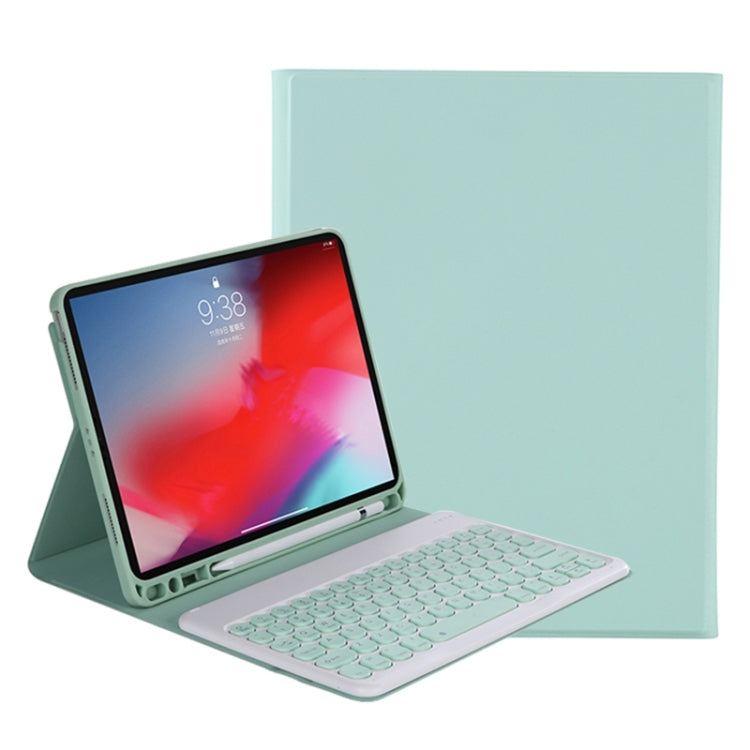 Y-C11B 2021 Detachable Candy Color Skin Texture Round Keycap Bluetooth Keyboard Leather Tablet Case with Pen Slot & Stand For iPad Pro 11 (2021)(Light Green) - For iPad Pro by buy2fix | Online Shopping UK | buy2fix