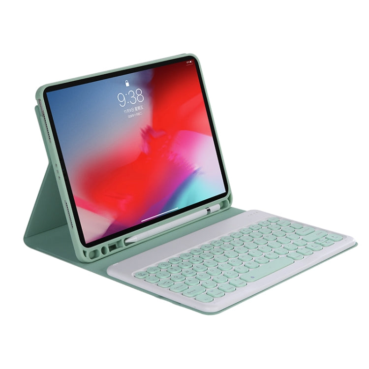 Y-C11B 2021 Detachable Candy Color Skin Texture Round Keycap Bluetooth Keyboard Leather Tablet Case with Pen Slot & Stand For iPad Pro 11 (2021)(Light Green) - For iPad Pro by buy2fix | Online Shopping UK | buy2fix