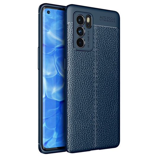 For OPPO Reno6 Pro 5G Litchi Texture TPU Shockproof Case(Blue) - OPPO Cases by buy2fix | Online Shopping UK | buy2fix