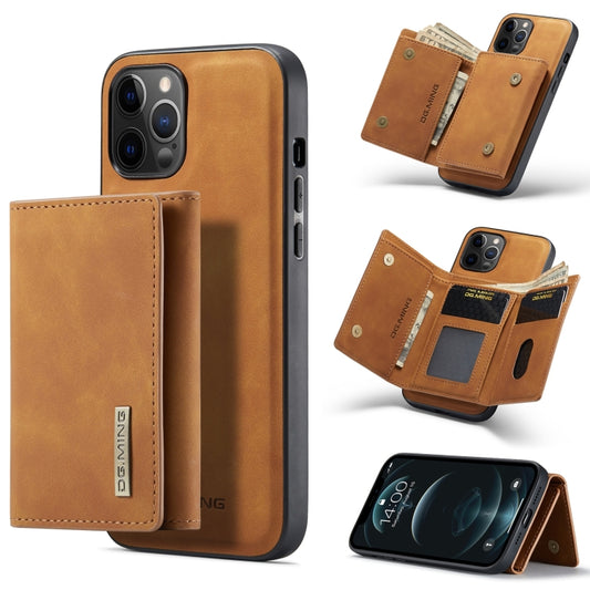 For iPhone 12 / 12 Pro DG.MING M1 Series 3-Fold Multi Card Wallet + Magnetic Back Cover Shockproof Case with Holder Function(Brown) - iPhone 12 / 12 Pro Cases by DG.MING | Online Shopping UK | buy2fix