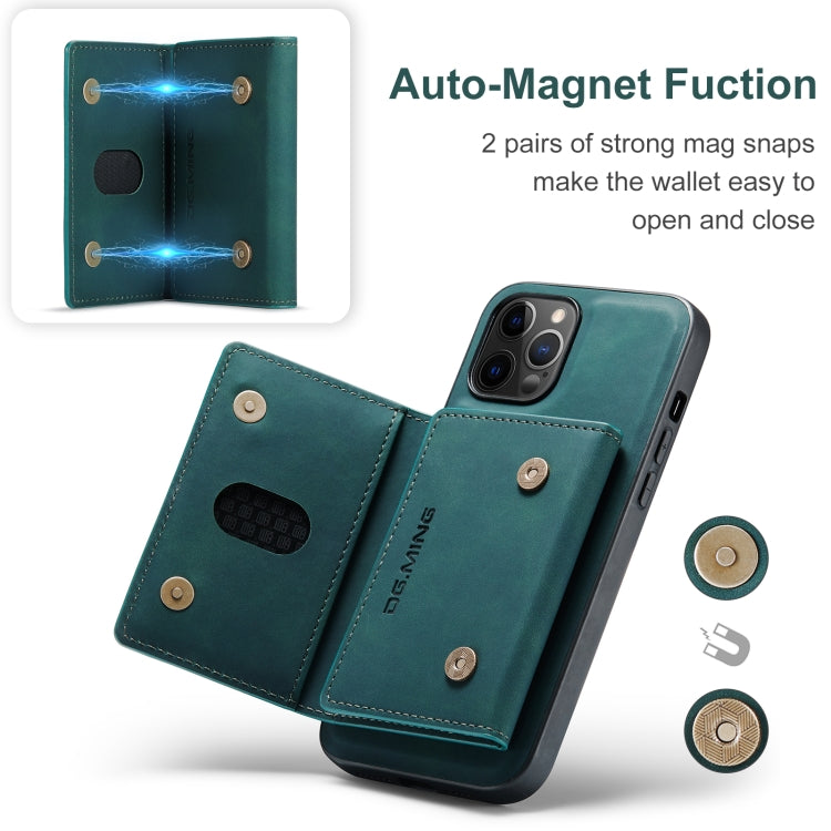 For iPhone 12 Pro Max DG.MING M2 Series 3-Fold Multi Card Bag + Magnetic Back Cover Shockproof Case with Wallet & Holder Function(Green) - iPhone 12 Pro Max Cases by DG.MING | Online Shopping UK | buy2fix