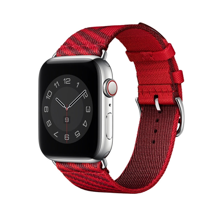 Two-color Nylon Braid Watch Band For Apple Watch Ultra 49mm&Watch Ultra 2 49mm / Series 9&8&7 45mm / SE 3&SE 2&6&SE&5&4 44mm / 3&2&1 42mm(Dark Red+Red) - Watch Bands by buy2fix | Online Shopping UK | buy2fix