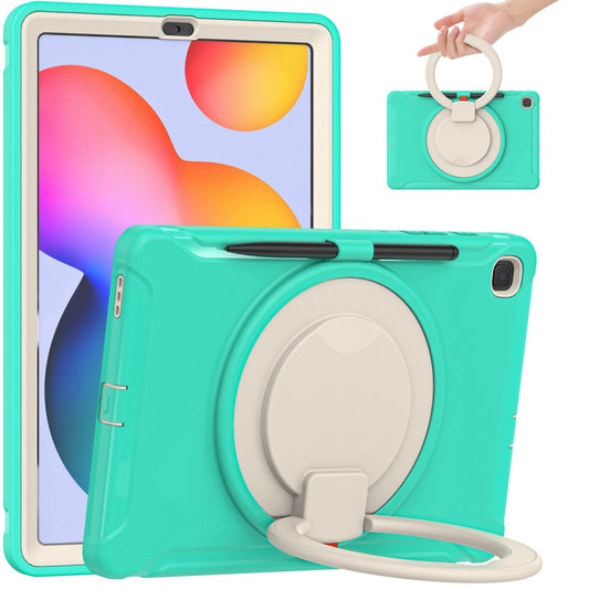 Shockproof TPU + PC Protective Case with 360 Degree Rotation Foldable Handle Grip Holder & Pen Slot For Samsung Galaxy Tab S6 Lite 10.4 inch P610(Mint Green) - Tab S6 Lite P610 / P615 by buy2fix | Online Shopping UK | buy2fix