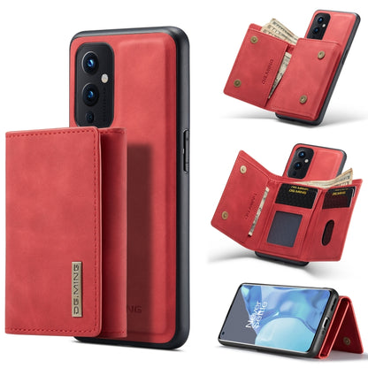 For OnePlus 9 (EU/NA) DG.MING M1 Series 3-Fold Multi Card Wallet  Back Cover Shockproof Case with Holder Function(Red) -  by DG.MING | Online Shopping UK | buy2fix