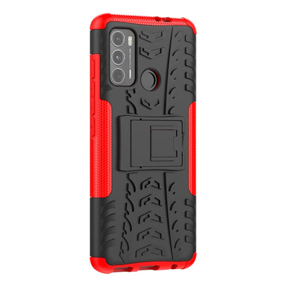 For Motorola Moto G60 Tire Texture Shockproof TPU+PC Protective Case with Holder(Red) - Motorola Cases by buy2fix | Online Shopping UK | buy2fix