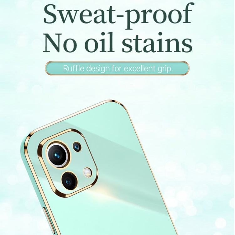 For Xiaomi Mi 11 XINLI Straight 6D Plating Gold Edge TPU Shockproof Case(Mint Green) - Xiaomi Cases by XINLI | Online Shopping UK | buy2fix