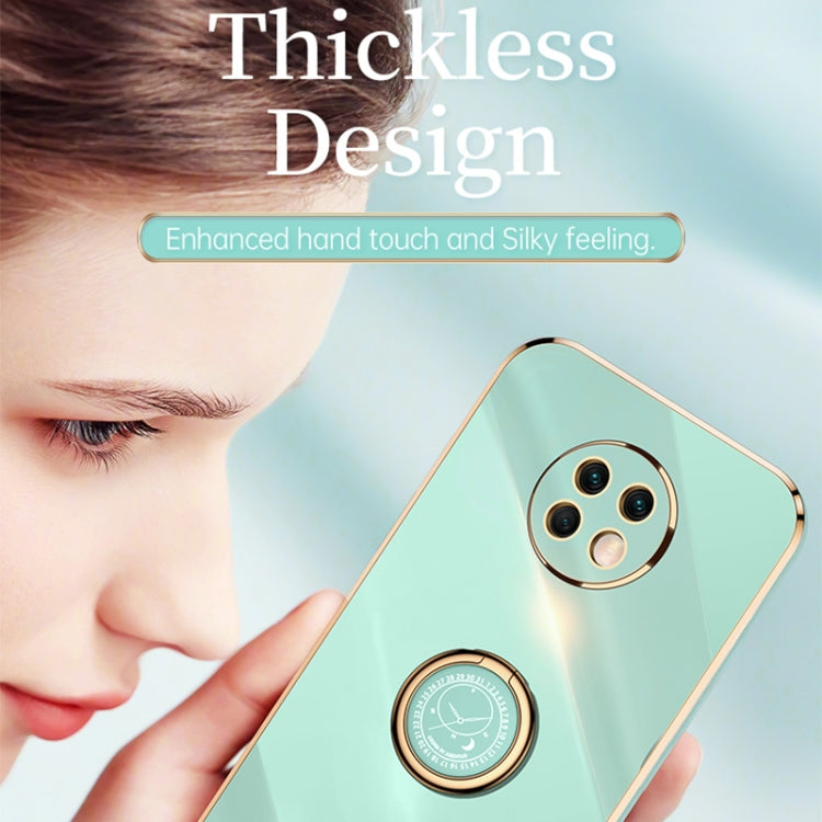 For Xiaomi Redmi Note 9 5G XINLI Straight 6D Plating Gold Edge TPU Shockproof Case with Ring Holder(Mint Green) - Xiaomi Cases by XINLI | Online Shopping UK | buy2fix