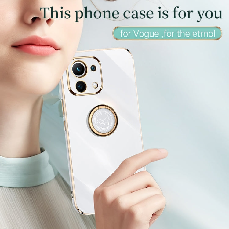 For Xiaomi Mi 11 Lite XINLI Straight 6D Plating Gold Edge TPU Shockproof Case with Ring Holder(Celestial Blue) - Xiaomi Cases by XINLI | Online Shopping UK | buy2fix