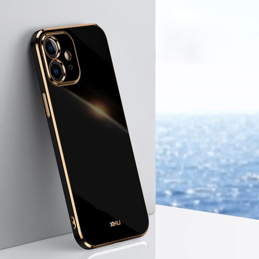 For iPhone 12 XINLI Straight 6D Plating Gold Edge TPU Shockproof Case(Black) - iPhone 12 / 12 Pro Cases by XINLI | Online Shopping UK | buy2fix