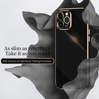 For iPhone 12 Pro XINLI Straight 6D Plating Gold Edge TPU Shockproof Case(White) - iPhone 12 / 12 Pro Cases by XINLI | Online Shopping UK | buy2fix