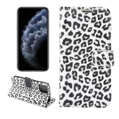 For iPhone 13 mini Leopard Pattern Horizontal Flip PC + PU Leather Case with Holder & Card Slots & Wallet (White) - iPhone 13 mini Cases by buy2fix | Online Shopping UK | buy2fix