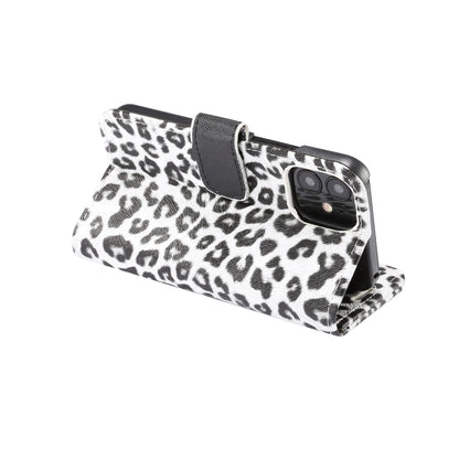 For iPhone 13 mini Leopard Pattern Horizontal Flip PC + PU Leather Case with Holder & Card Slots & Wallet (White) - iPhone 13 mini Cases by buy2fix | Online Shopping UK | buy2fix