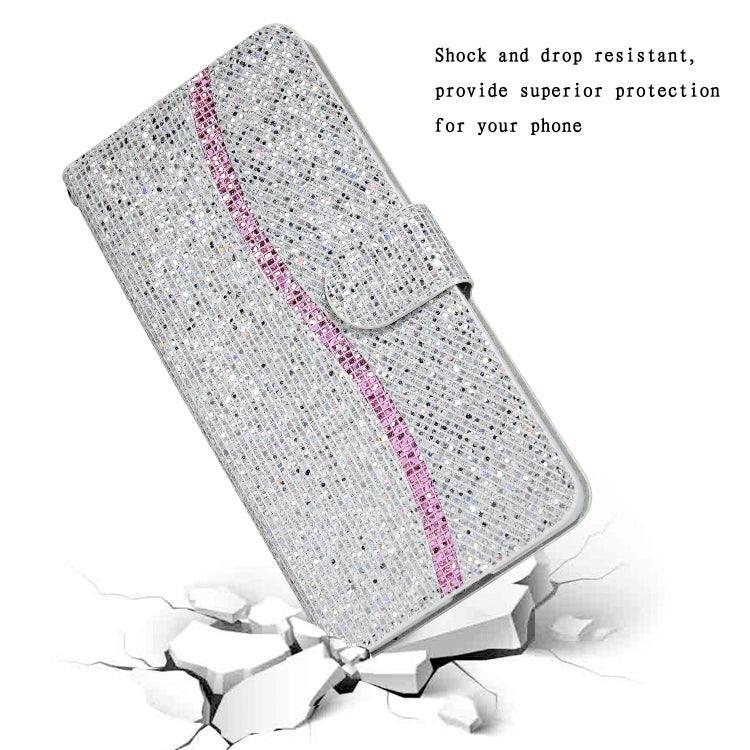 For iPhone 13 Pro Max Glitter Powder Horizontal Flip Leather Case with Card Slots & Holder & Lanyard (Silver) - iPhone 13 Pro Max Cases by buy2fix | Online Shopping UK | buy2fix