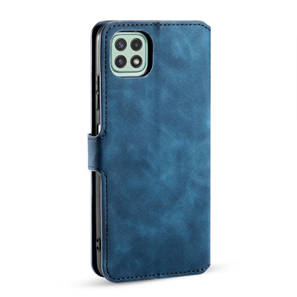 For Samsung Galaxy A22 5G DG.MING Retro Oil Side Horizontal Flip Leather Case with Holder & Card Slots & Wallet(Blue) - Galaxy Phone Cases by DG.MING | Online Shopping UK | buy2fix