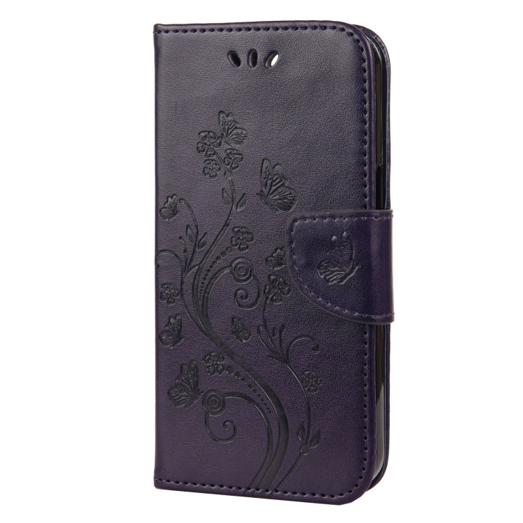 For iPhone 13 Pro Max Butterfly Flower Pattern Horizontal Flip Leather Case with Holder & Card Slots & Wallet (Deep Purple) - iPhone 13 Pro Max Cases by buy2fix | Online Shopping UK | buy2fix