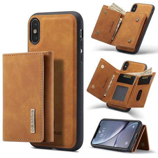 DG.MING M1 Series 3-Fold Multi Card Wallet  Back Cover Shockproof Case with Holder Function For iPhone XS Max(Brown) -  by DG.MING | Online Shopping UK | buy2fix