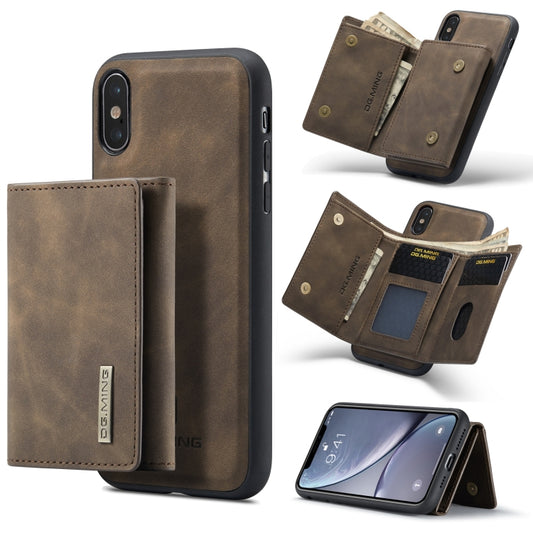 DG.MING M1 Series 3-Fold Multi Card Wallet  Back Cover Shockproof Case with Holder Function For iPhone XS Max(Coffee) -  by DG.MING | Online Shopping UK | buy2fix