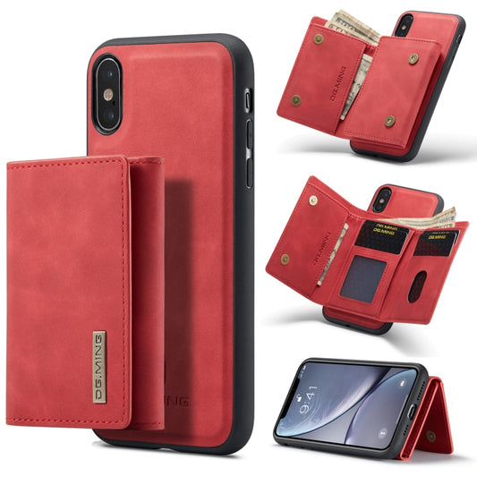 DG.MING M1 Series 3-Fold Multi Card Wallet  Back Cover Shockproof Case with Holder Function For iPhone XS Max(Red) -  by DG.MING | Online Shopping UK | buy2fix