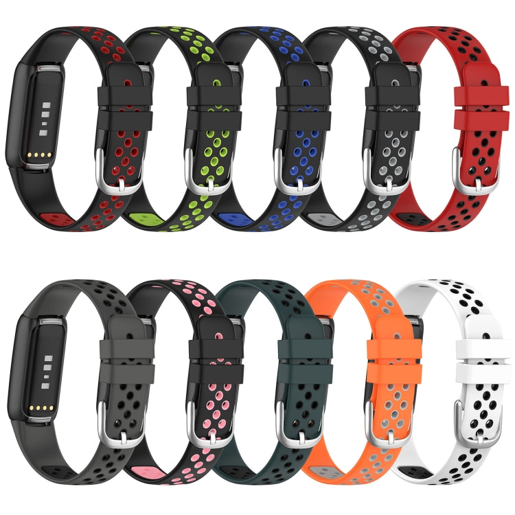 For Fitbit Luxe Two-color Silicone Watch Band(Anthracite Black Black) - Watch Bands by buy2fix | Online Shopping UK | buy2fix