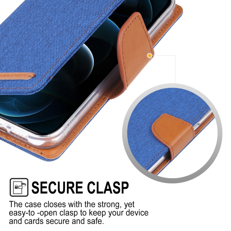 For iPhone 13 Pro GOOSPERY CANVAS DIARY Cross Texture Horizontal Flip Leather Case with Holder& Card Slots & Wallet (Navy Blue) - iPhone 13 Pro Cases by GOOSPERY | Online Shopping UK | buy2fix
