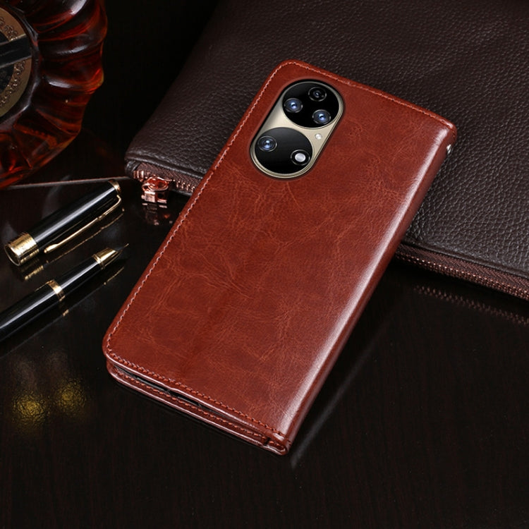 idewei Crazy Horse Texture Horizontal Flip Leather Case with Holder & Card Slots & Wallet For Huawei P50 Pro(Brown) - Huawei Cases by idewei | Online Shopping UK | buy2fix