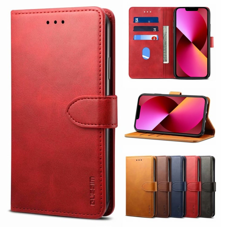 For iPhone 13 GUSSIM Business Style Horizontal Flip Leather Case with Holder & Card Slots & Wallet(Red) - iPhone 13 Cases by GUSSIM | Online Shopping UK | buy2fix