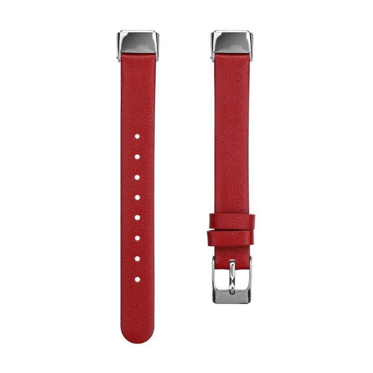 For Fitbit Luxe Leather Watch Band, Size:L(Red) - Watch Bands by buy2fix | Online Shopping UK | buy2fix
