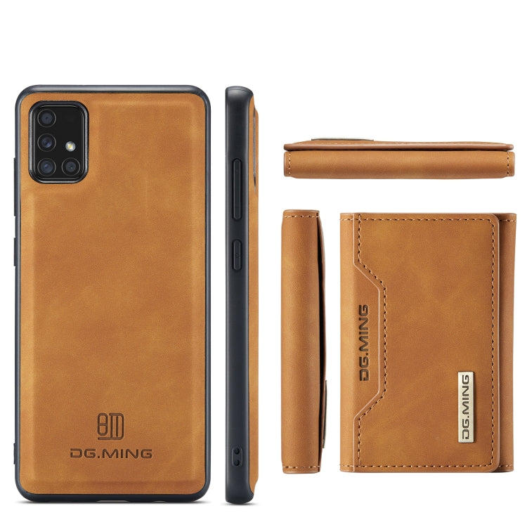 For Samsung Galaxy A51 DG.MING M2 Series 3-Fold Multi Card Bag Back Cover Shockproof Case with Wallet & Holder Function(Brown) - Galaxy Phone Cases by DG.MING | Online Shopping UK | buy2fix