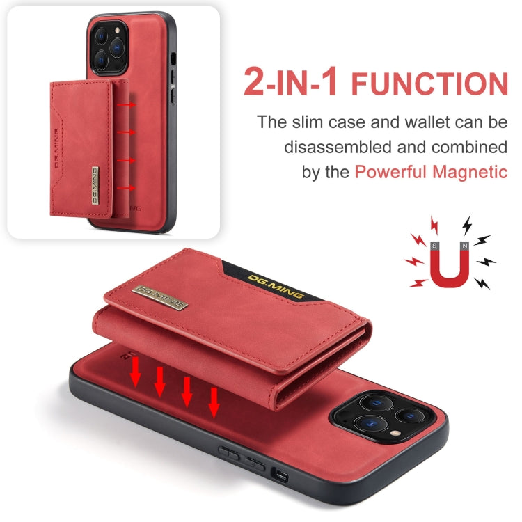 For iPhone 13 Pro DG.MING M2 Series 3-Fold Card Bag Shockproof Case with Wallet & Holder Function (Red) - iPhone 13 Pro Cases by DG.MING | Online Shopping UK | buy2fix