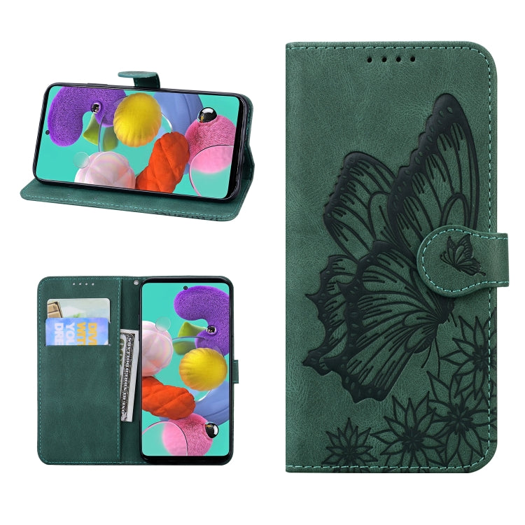 For iPhone 13 Retro Skin Feel Butterflies Embossing Horizontal Flip Leather Case with Holder & Card Slots & Wallet(Green) - iPhone 13 Cases by buy2fix | Online Shopping UK | buy2fix