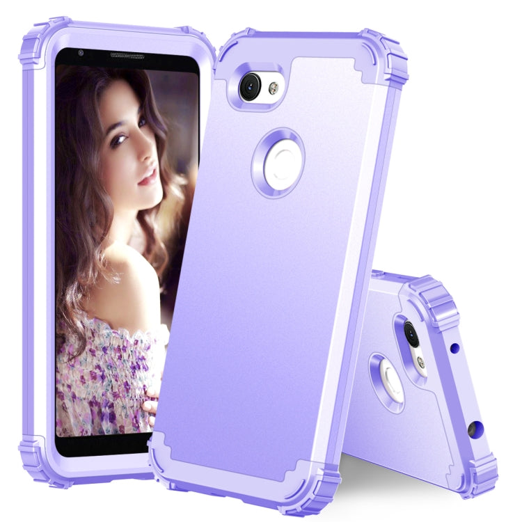 For Google Pixel 3a XL 3 in 1 Shockproof PC + Silicone Protective Case(Purple) - Google Cases by buy2fix | Online Shopping UK | buy2fix