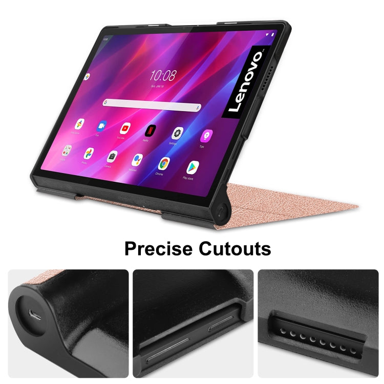 For Lenovo Yoga Tab 11 / YT-J706X Custer Texture Horizontal Flip PU Leather Case with Holder & Sleep / Wake-up Function(Rose Gold) - Lenovo by buy2fix | Online Shopping UK | buy2fix