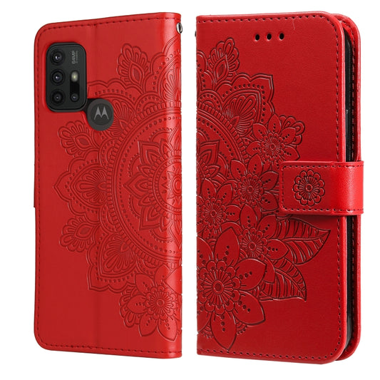 7-petal Flowers Embossing Pattern Horizontal Flip PU Leather Case with Holder & Card Slots & Wallet & Photo Frame For Motorola Moto G30 / G10 / G10 Power / G20(Red) - Motorola Cases by buy2fix | Online Shopping UK | buy2fix