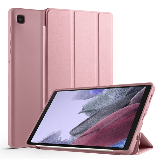 For Samsung Galaxy Tab A7 Lite T225 3-folding Horizontal Flip Honeycomb TPU Shockproof + PU Leather Case with Holder(Rose Gold) - Tab A7 Lite T220 / T225 by buy2fix | Online Shopping UK | buy2fix