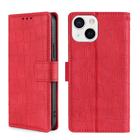 For iPhone 13 Skin Feel Crocodile Texture Magnetic Clasp Horizontal Flip PU Leather Case with Holder & Card Slots & Wallet(Red) - iPhone 13 Cases by buy2fix | Online Shopping UK | buy2fix