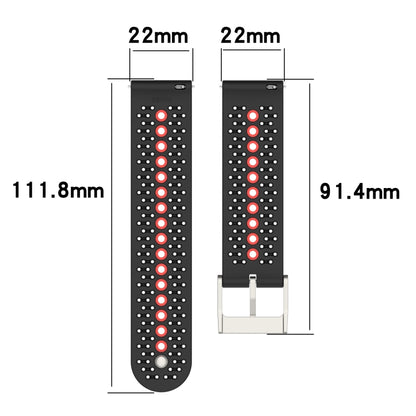 22mm Universal Colorful Hole Silicone Watch Band(White Black) - Watch Bands by buy2fix | Online Shopping UK | buy2fix