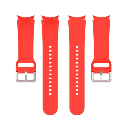 For Samung Galaxy Watch4 40mm / 44mm Silicone Silver Round Buckle Watch Band(Red) - Watch Bands by buy2fix | Online Shopping UK | buy2fix