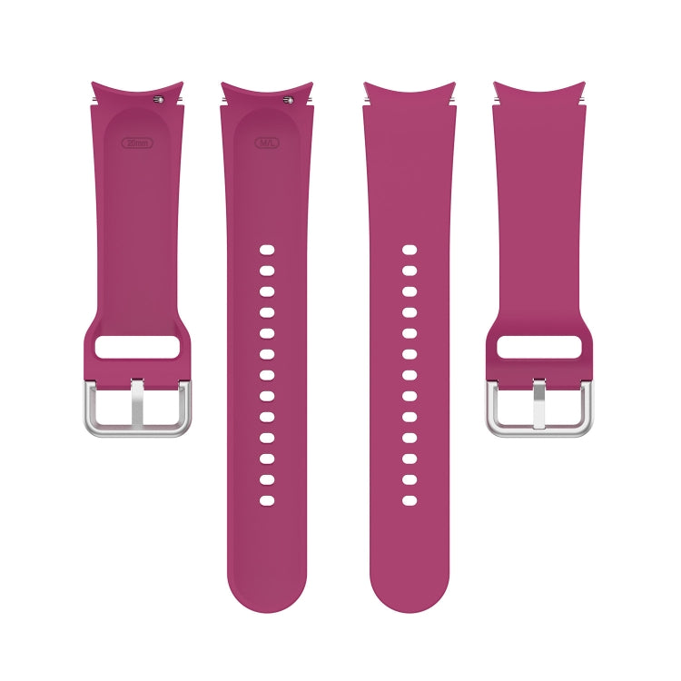 For Samung Galaxy Watch4 40mm / 44mm Silicone Silver Round Buckle Watch Band(Wine Red) - Watch Bands by buy2fix | Online Shopping UK | buy2fix